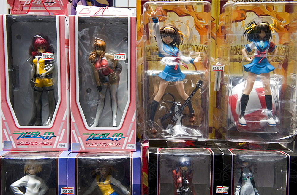 Dolls of popular animated characters are favorite collectables for those who enjoy otaku culture in Akihabara, Japan, Asia