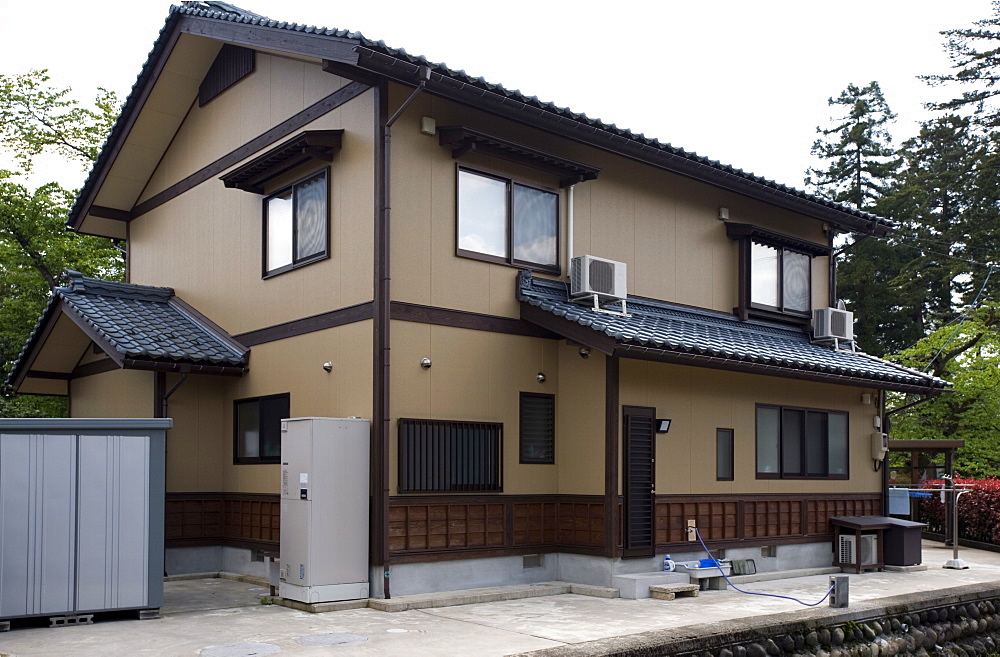 Typical contemporary two-storey, single-family Japanese residence in the suburbs, Japan, Asia