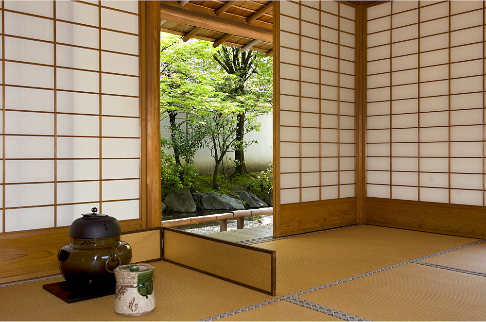 Tea ceremony utensils at the Yokokan residence of the Matsudaira family in Fukui City, Japan, Asia