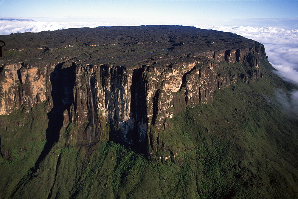 Aerial image of Tepuis showing summit of Mount Roraima (Cerro Roraima), Venezuela, South America