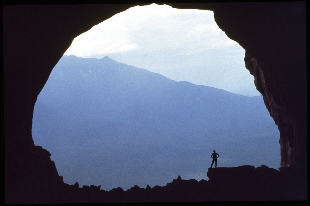 Cave entrance, Mount Autana (Cerro Autana), Tepuis, Amazonas territory, Venezuela, South America