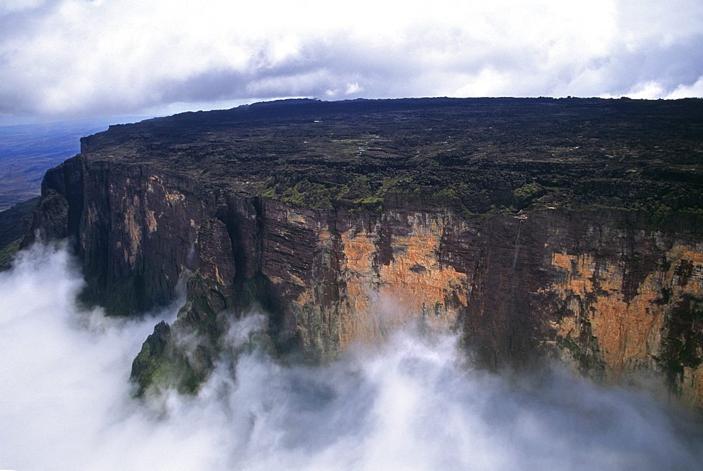 Aerial view of eastern cliff of Mount Kukenaam (Kukenan) (Cuguenan), Venezuela, South America