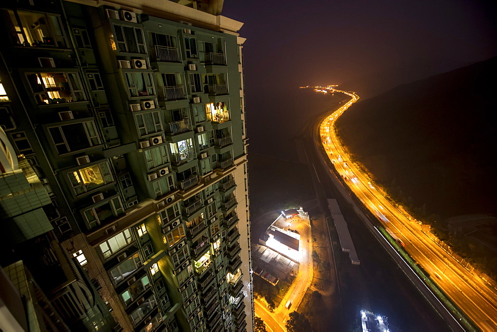 View from a skyscraper of the outskirts of Hong Kong, China, Asia