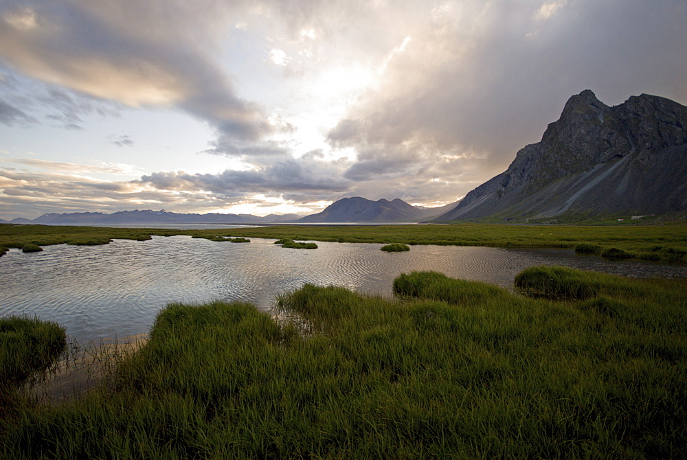 A lake on the Hvalnes Peninsula, southern Iceland, Polar Regions