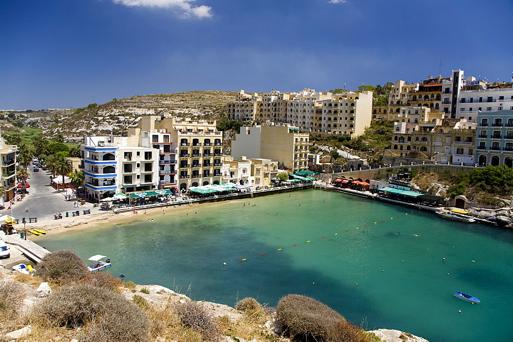 The village of Marsalforn on the Island of Gozo, Malta, Mediterranean, Europe