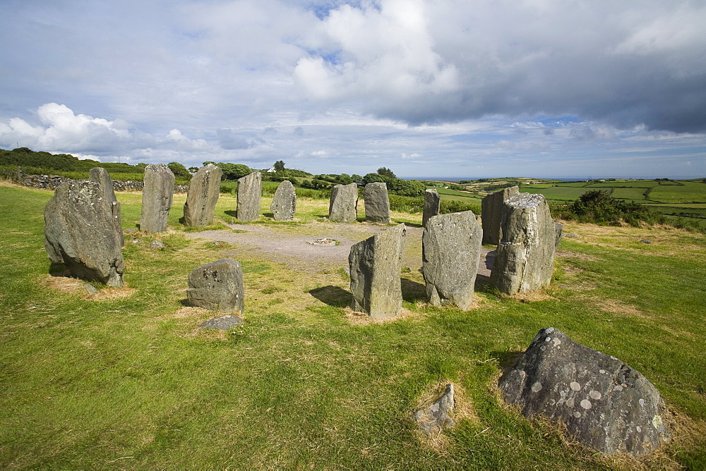 Drombeg stone circle, a recumbent stone circle locally known as the Druid's Altar, County Cork, Munster, Republic of Ireland, Europe