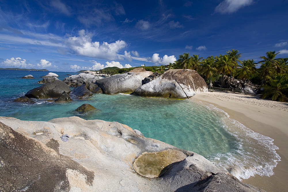 Large eroded granite outcrops at The Baths in Virgin Gorda, British Virgin Islands, West Indies, Central America