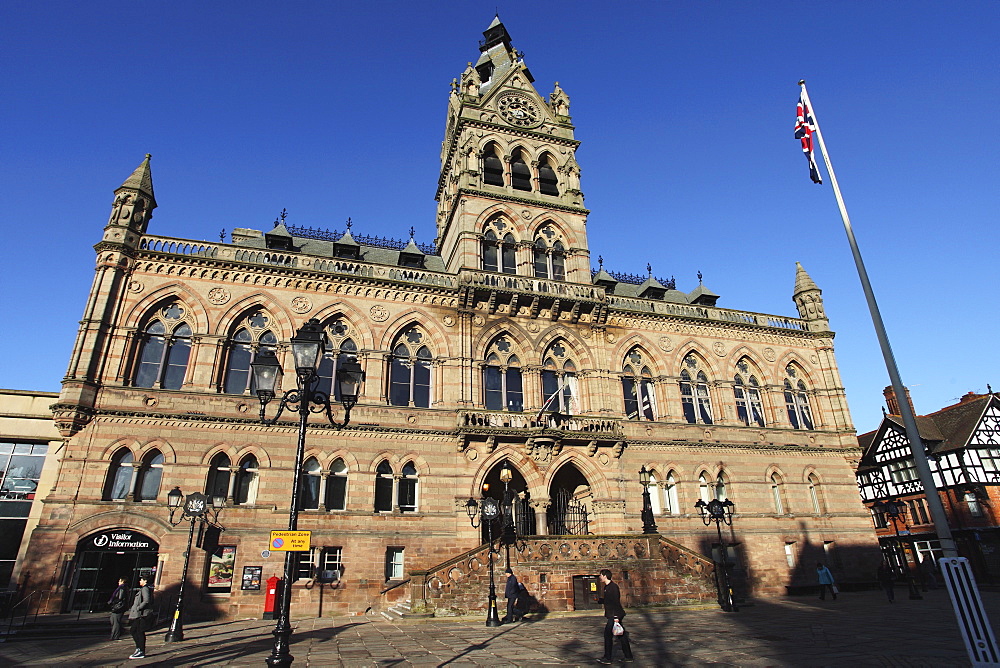 The Victorian Gothic Revival style town hall, designed by William Henry Lynn and opened in 1869, in Chester, Cheshire, England, United Kingdom, Europe