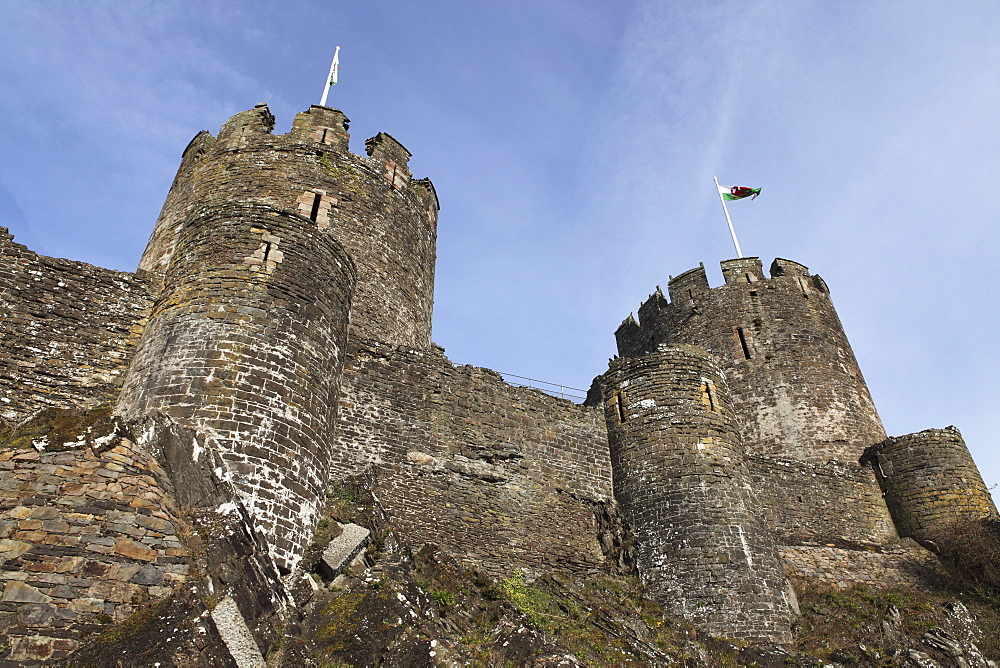 The keep of the medieval Conwy Castle, built on the orders of Prince Edward I from 1283 to 1289, UNESCO World Heritage Site, Conwy (Conway), Wales, United Kingdom, Europe