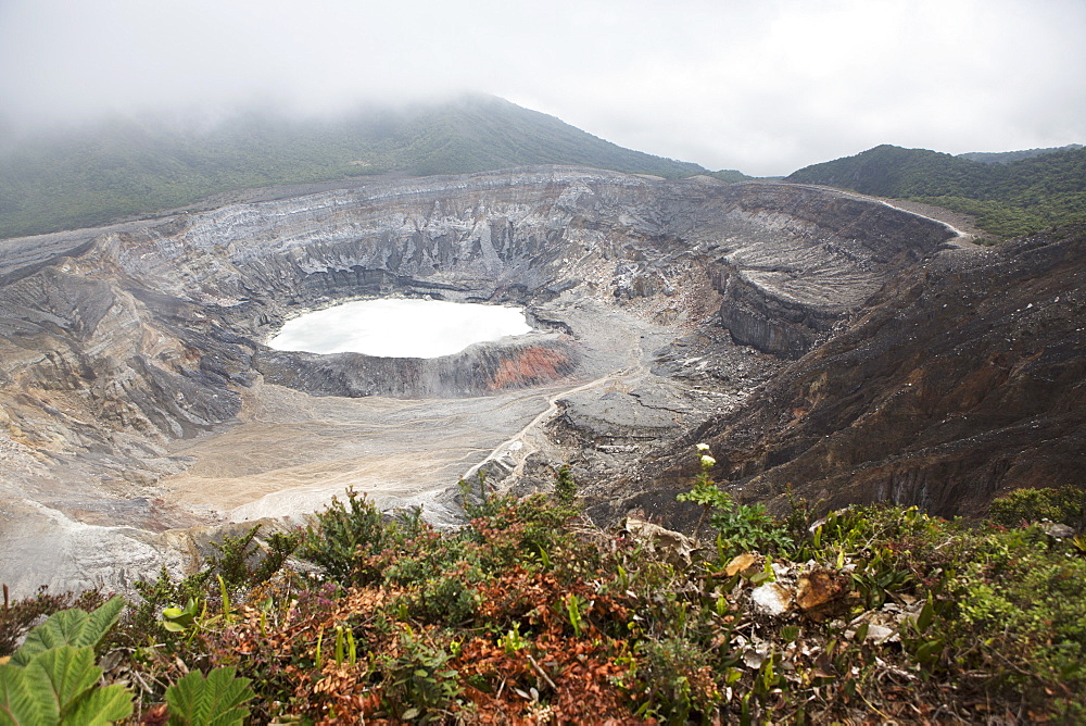 Crater of Poas Volcano in Poas Volcano National Park, in the Cordillera Central mountain range of Costa Rica, Central America