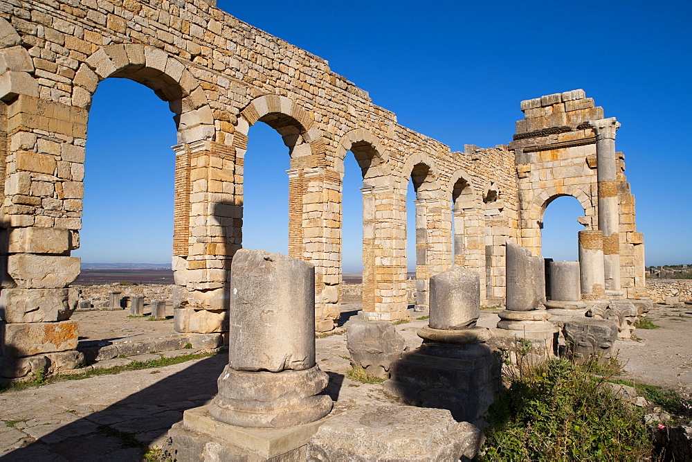 Ruins of the Roman city of Volubilis, UNESCO World Heritage Site, Morocco, North Africa, Africa