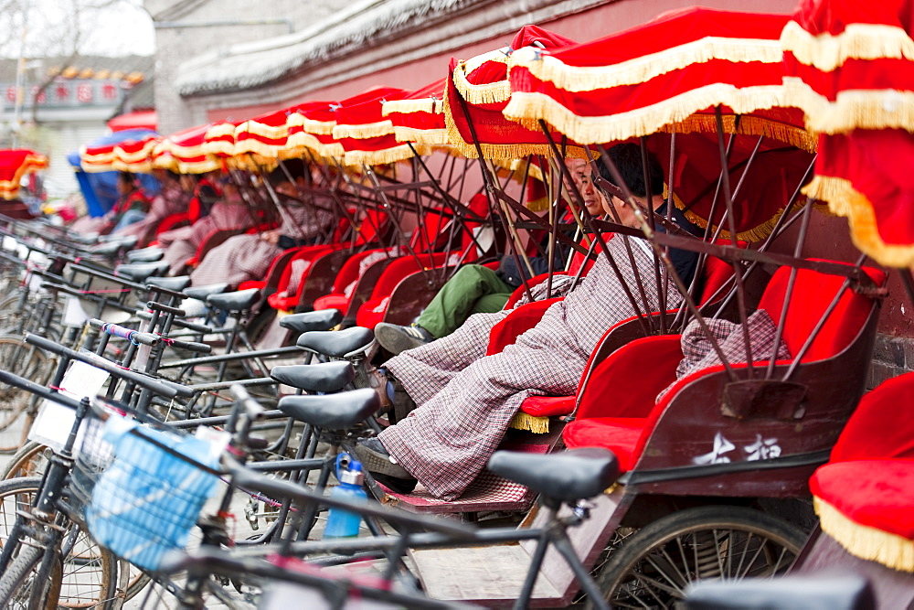 Tuk-tuk (Tricycles) drivers, Gulou Area, Dongcheng District, Beijing, China, Asia