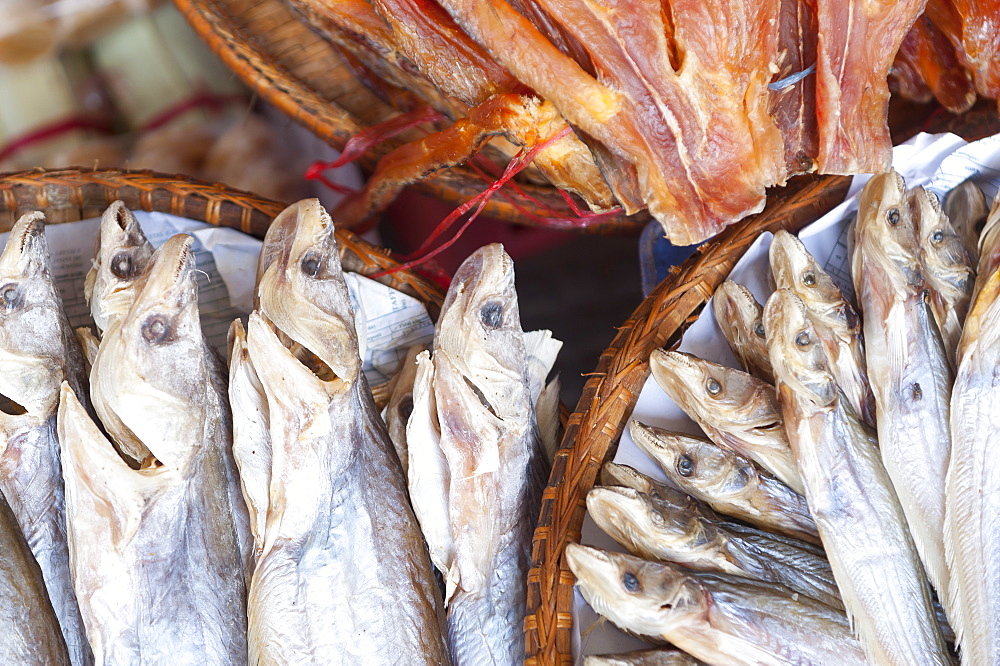 Dried fish, Food market, Phnom Penh, Cambodia, Indochina, Southeast Asia, Asia