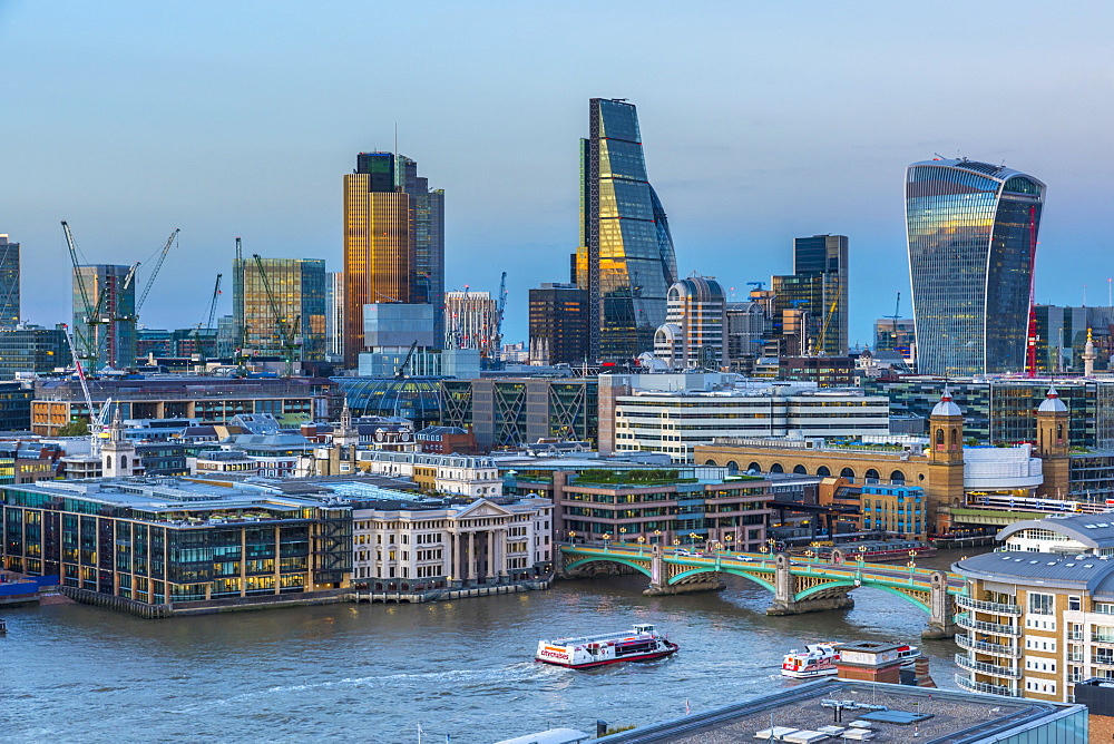 City of London skyline, Tower 42, The Cheesegrater and Walkie Talkie skyscrapers, London, England, United Kingdom, Europe