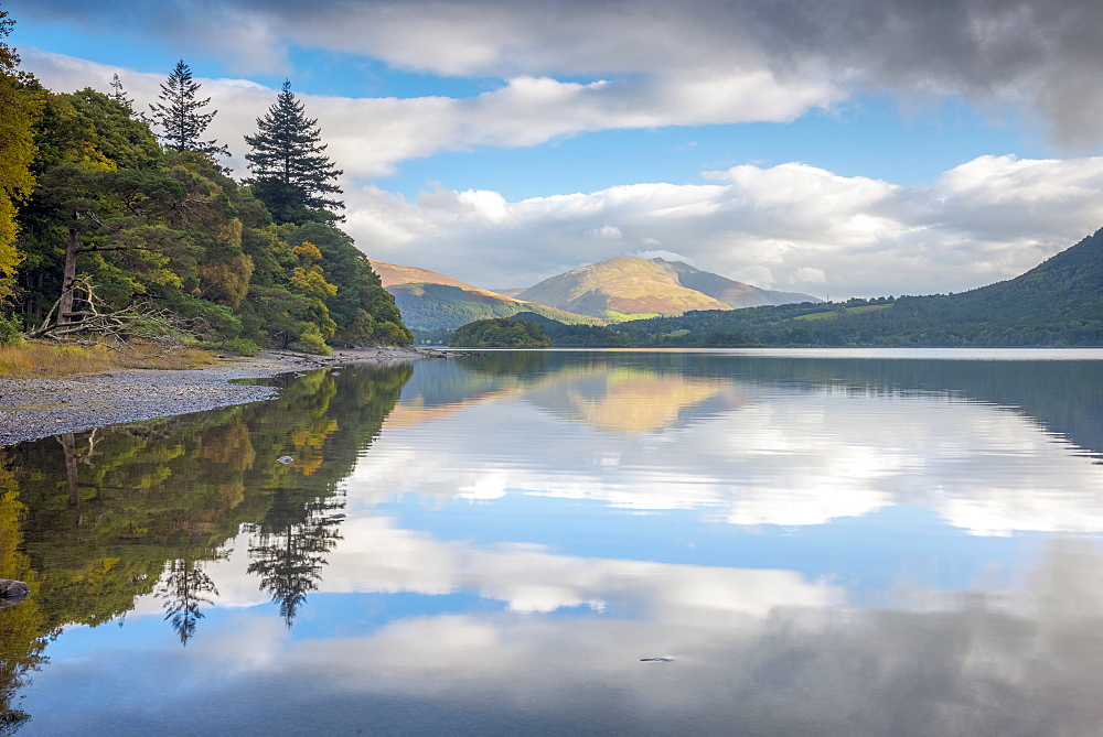 Reflections, Derwentwater, Lake District National Park, Cumbria, England, United Kingdom, Europe