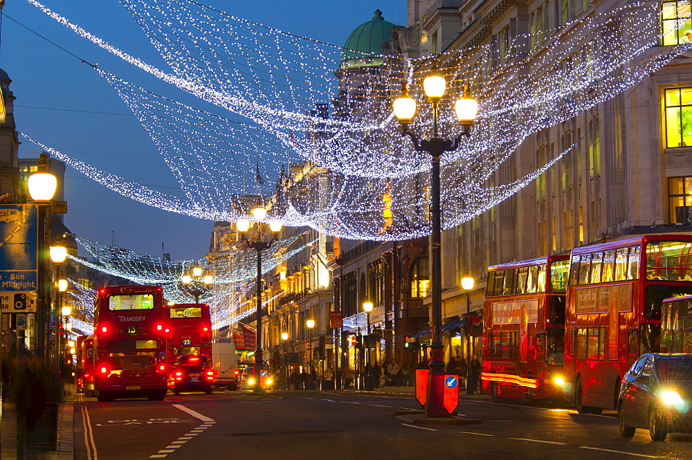 Christmas lights, Regents Street, London, England, United Kingdom, Europe