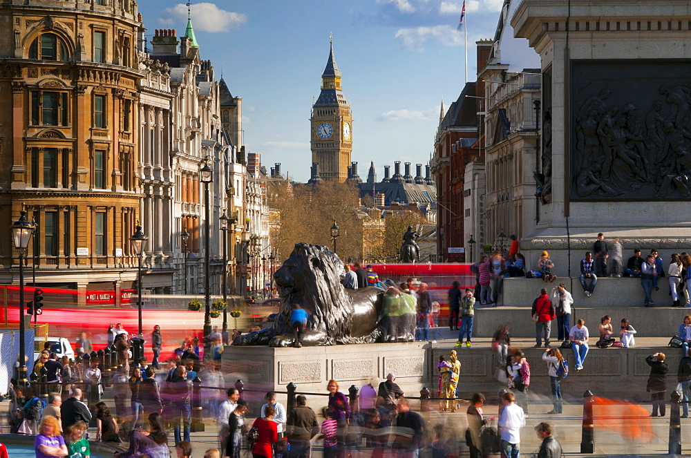 View down Whitehall from Trafalgar Square, London, England, United Kingdom, Europe