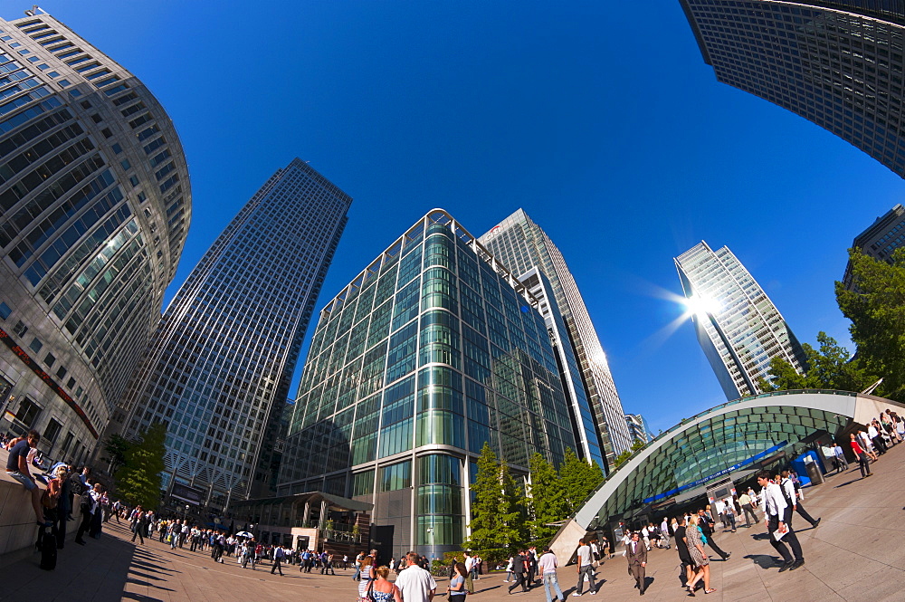 Jubilee Line Underground station entrance, Canary Wharf, Docklands, London, England, United Kingdom, Europe