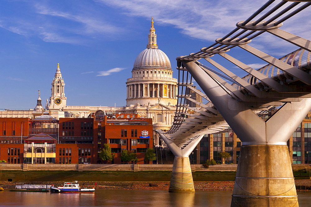 Millennium Bridge and St. Paul's Cathedral, London, England, United Kingdom, Europe