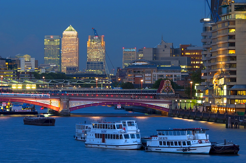 Canary Wharf and River Thames, London, England, United Kingdom, Europe