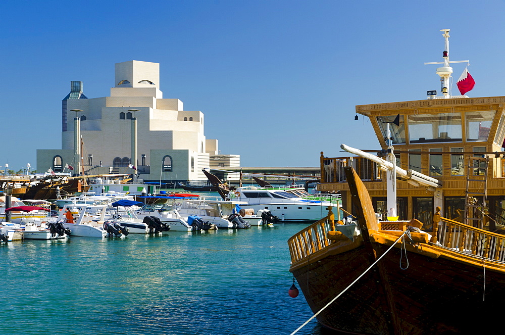 Museum of Islamic Art and dhow harbour, Doha, Qatar, Middle East