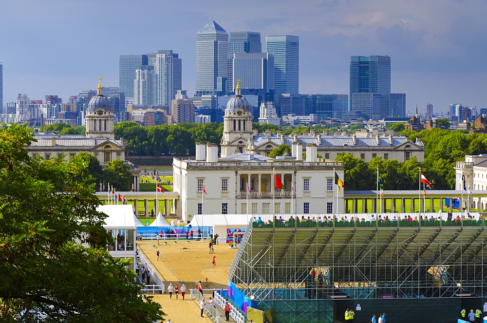 Greenwich Park, London Olympic 2012 Equestrian and Modern Pentathlon Test Event, National Maritime Museum, Canary Wharf, London, England, United Kingdom, Europe