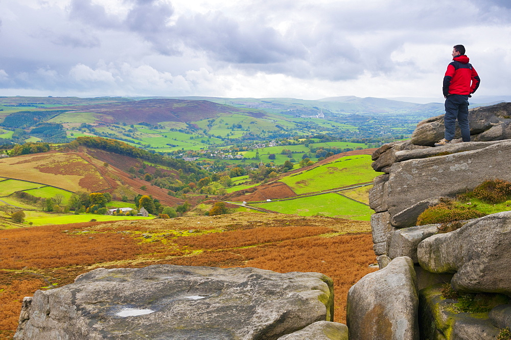 Higger Tor towards Hathersage, Peak District National Park, Derbyshire, England