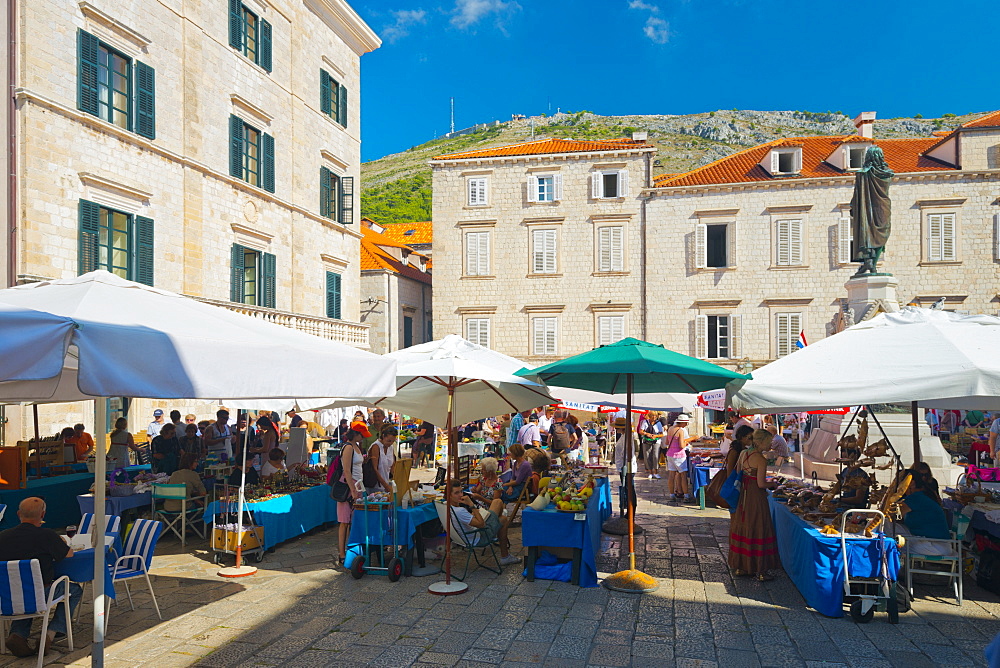 Gundulic Square Market, Old Town, Dubrovnik, Dalmatia, Croatia, Europe