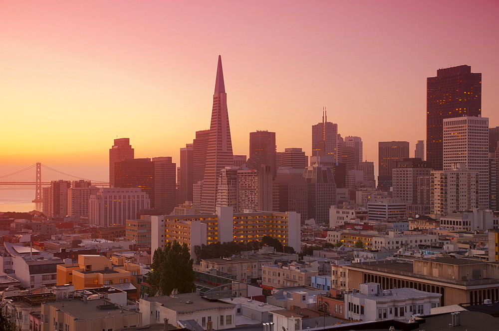 Downtown and TransAmerica Building, San Francisco, California, United States of America, North America