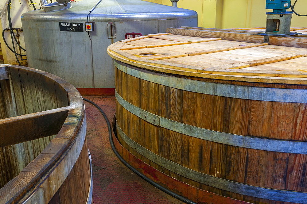 Wash backs, Ben Nevis Whisky Distillery, Fort William, Scotland, United Kingdom, Europe