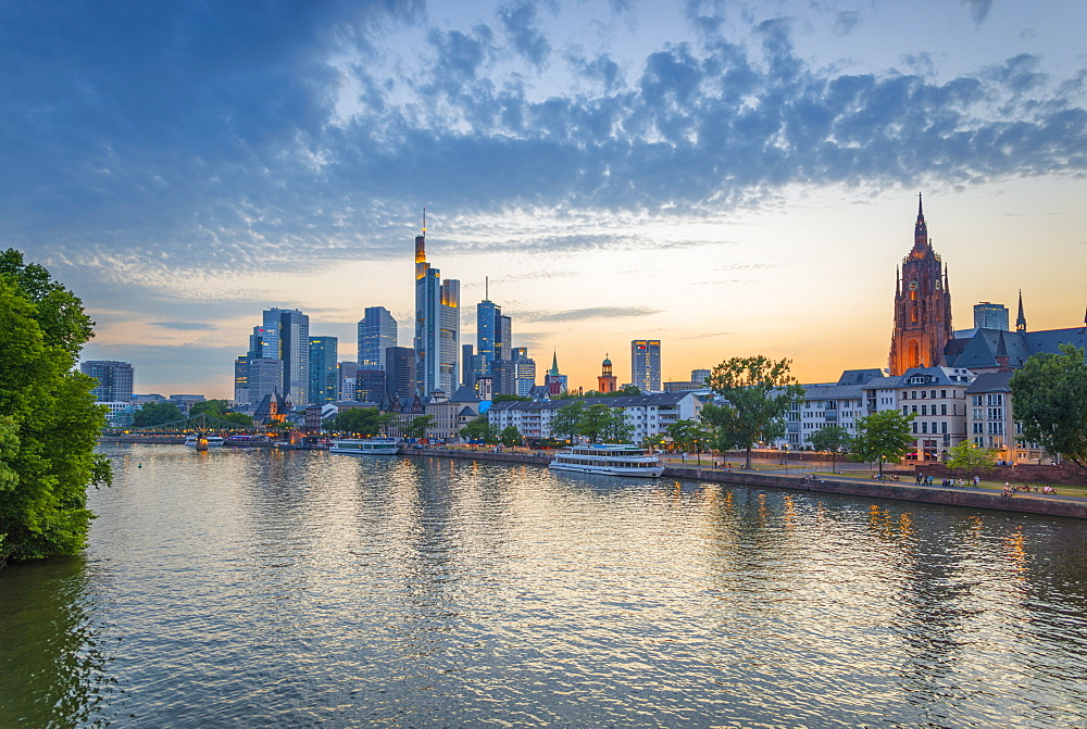 City skyline across River Main, Frankfurt am Main, Hesse, Germany, Europe