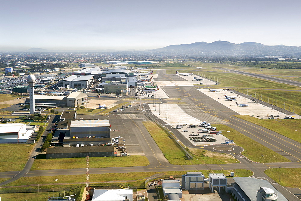 Aerial view of Cape Town International airport, Cape Town, South Africa, Africa