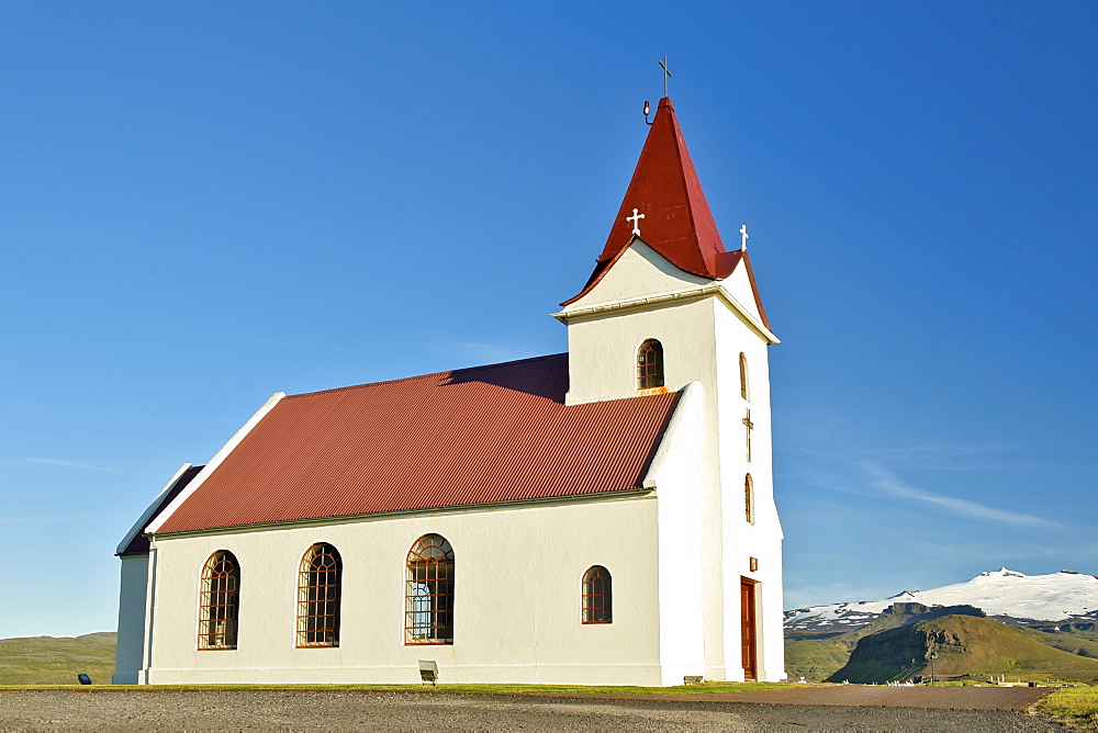 Ingjaldsholl Lutheran church near Hellissandur on the Snaefellsnes peninsula in the west area, Iceland, Polar Regions