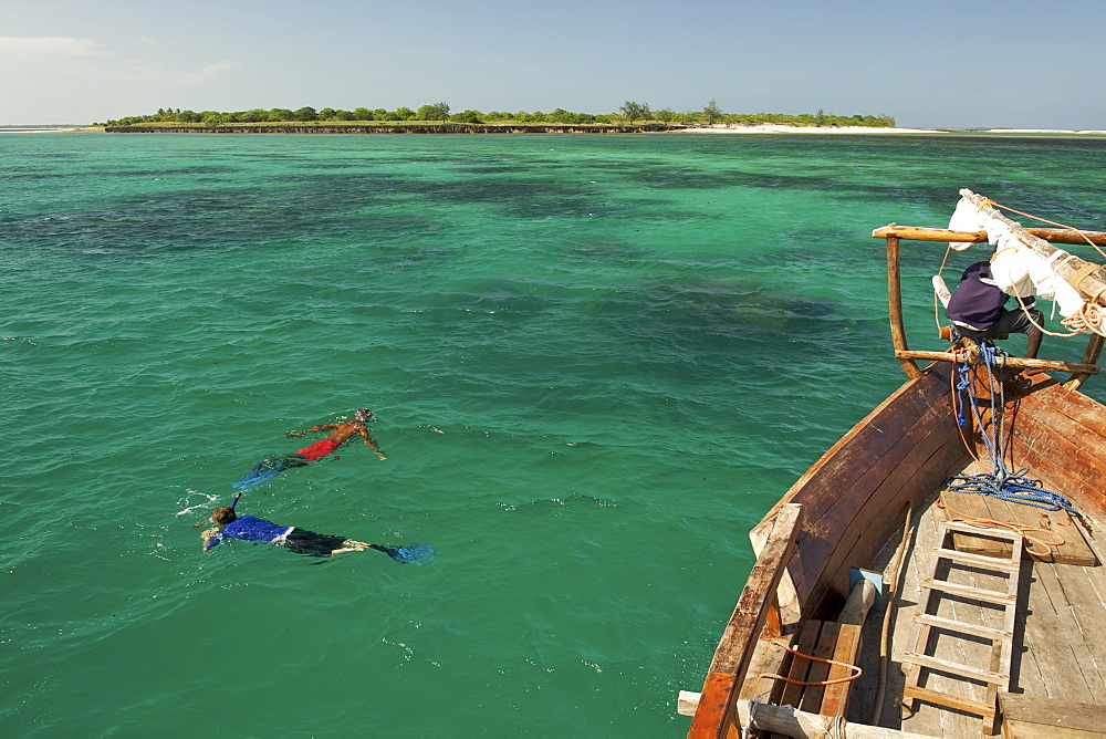 Snorkelling off Mogundula island in the Quirimbas archipelago in northern Mozambique, Indian Ocean, Africa