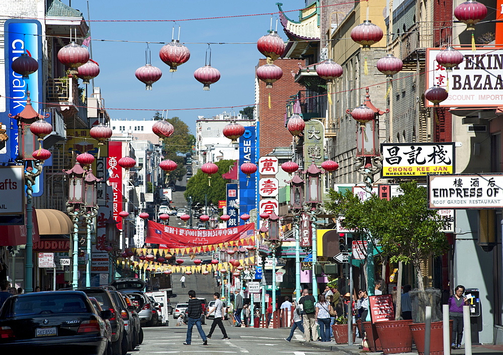 Grant Avenue in the Chinatown district of San Francisco, California, United States of America, North America