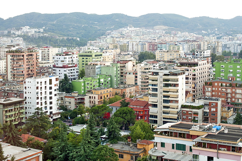 View across the city of Tirana, capital of Albania, Europe