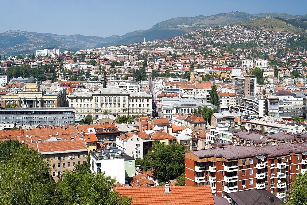 View across Sarajevo, capital of Bosnia and Herzegovina, Europe