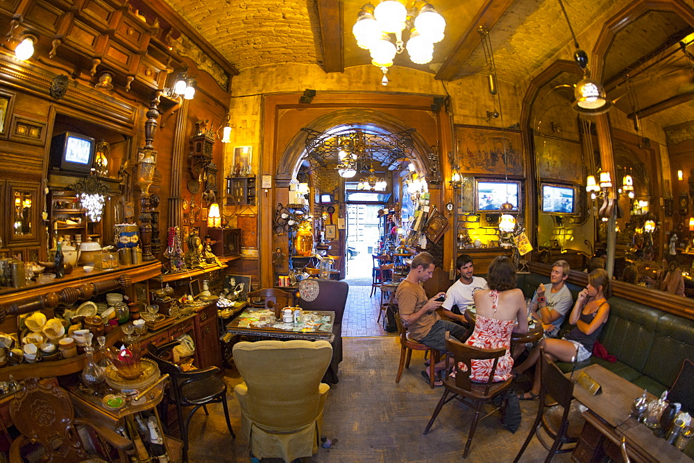 Interior of the Zlatna Ribica (Gold Fish) bar and cafe in Sarajevo, capital of Bosnia and Herzegovina, Europe