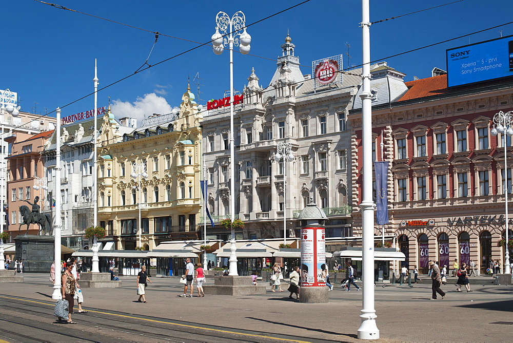 Ban Jelacic Square, the main square in Zagreb, Croatia, Europe