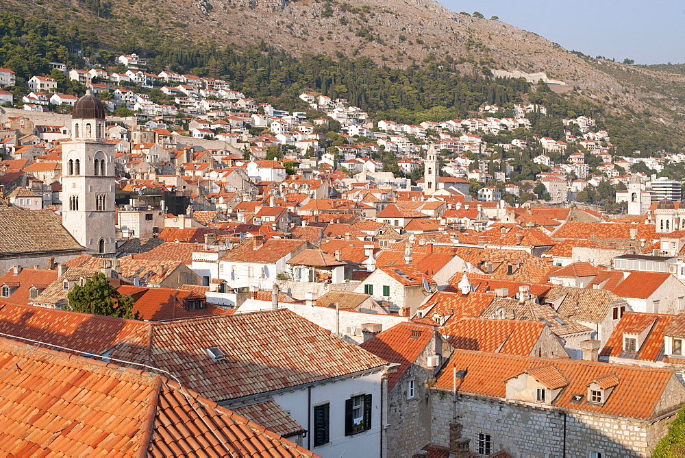 View over the rooftops of the old town in the city of Dubrovnik, UNESCO World Heritage Site, Adriatic Coast, Croatia, Europe