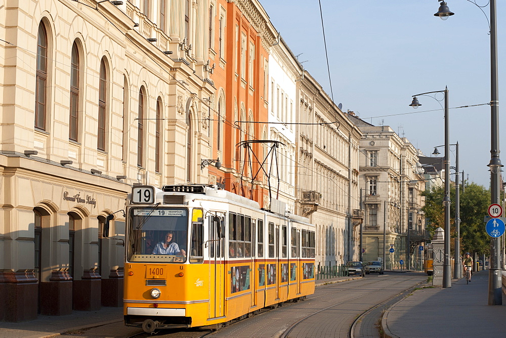 Tram on the streets of Budapest, Hungary, Europe