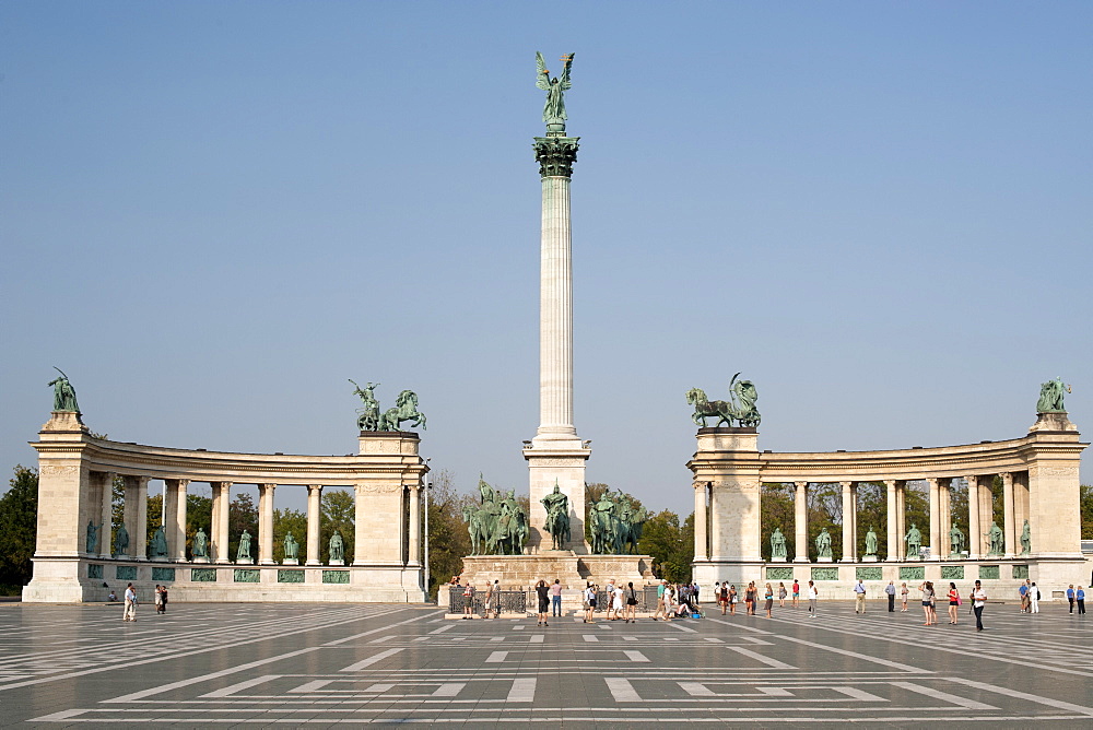 The Millennium Memorial in Heroes Square in Budapest, Hungary, Europe