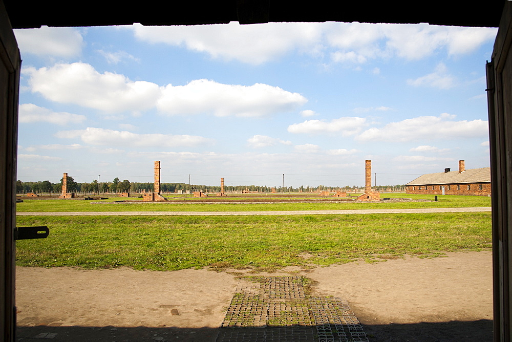 View across the former Auschwitz II-Birkenau concentration camp, UNESCO World Heritage Site, Poland, Europe