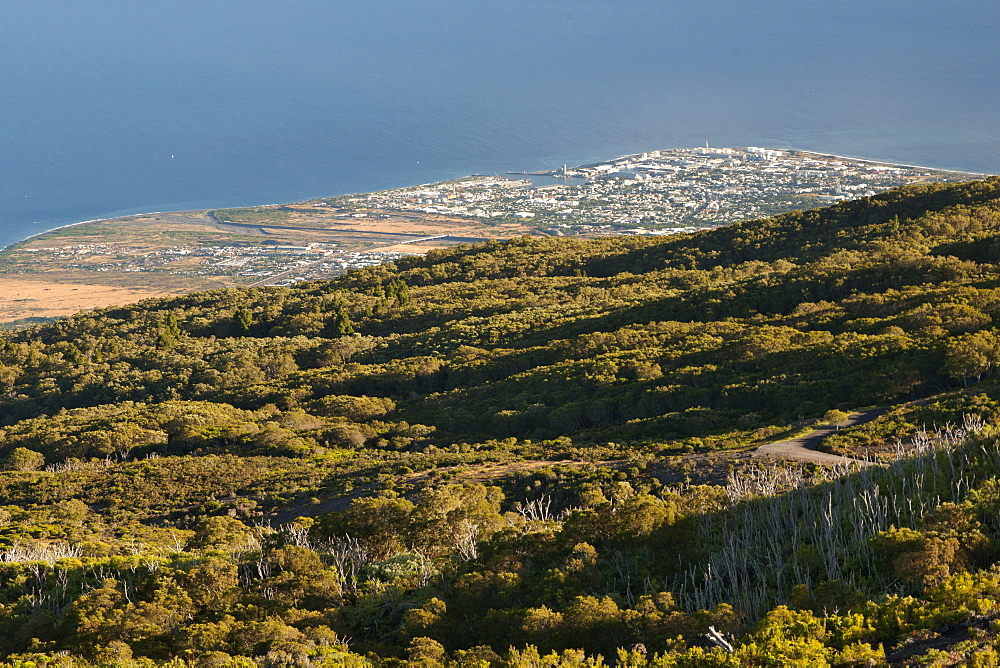 Early morning view of the west coast of the French island of Reunion in the Indian Ocean, Africa