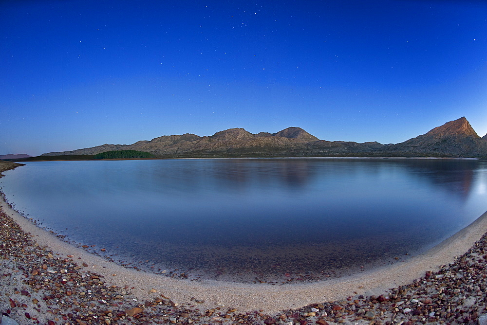 Dusk view of Steenbras Dam in the Western Cape Province of South Africa, Africa