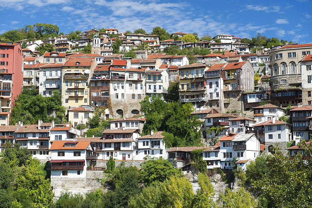 Houses on the hills of Veliko Tarnovo in Bulgaria, Europe