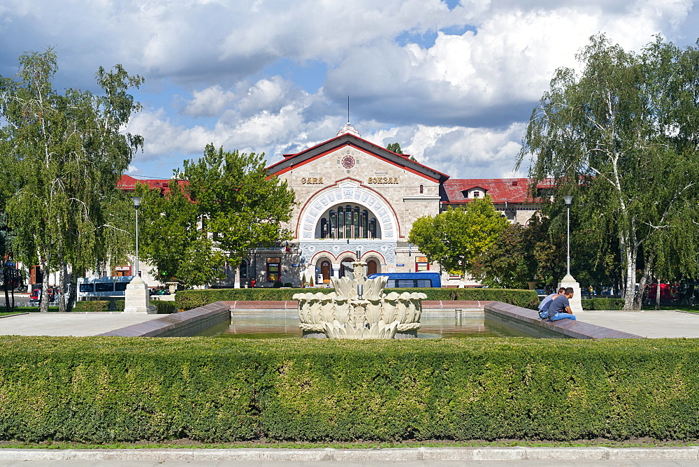 The train station in Chisinau, the capital of Moldova, Europe