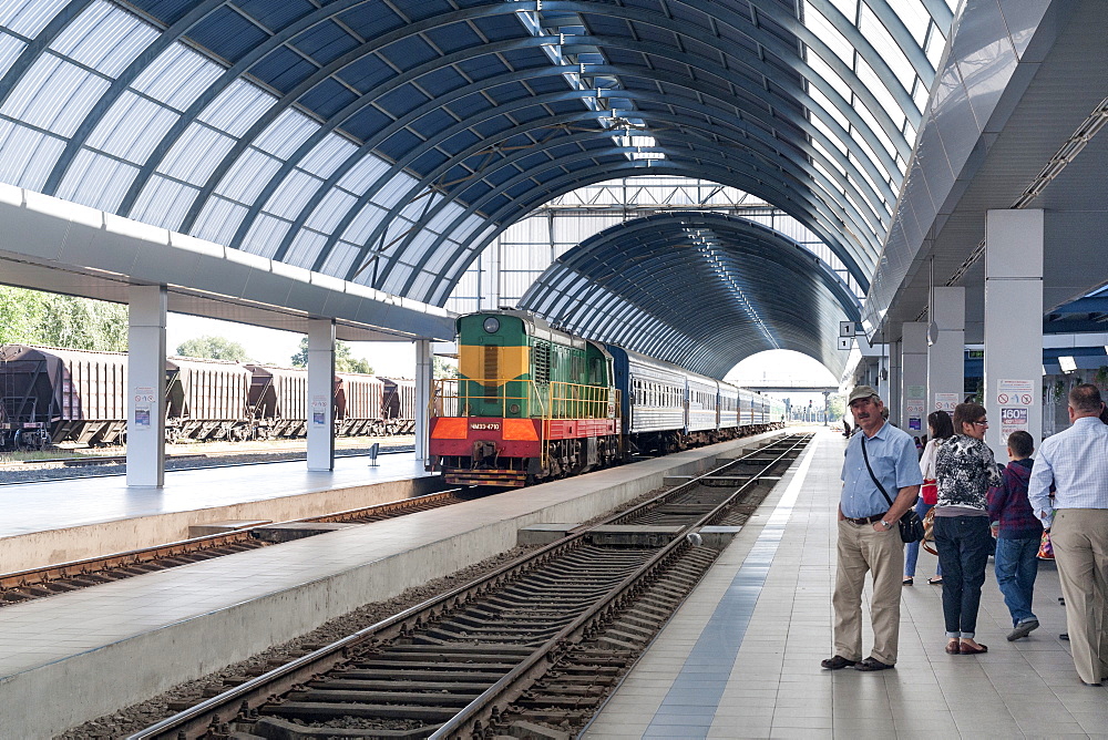 Platforms of the train station in Chisinau, the capital of Moldova, Europe