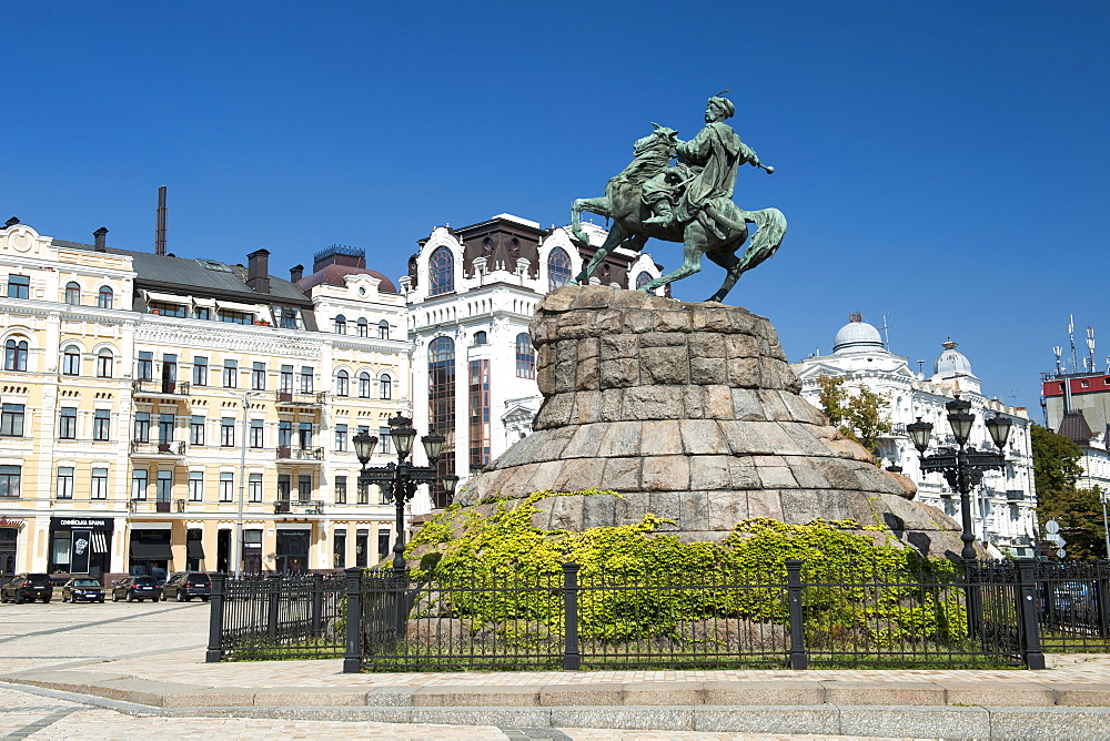 Statue of Bohdan Khmelnytsky in St. Sophia's Square in Kiev, the capital of Ukraine, Europe