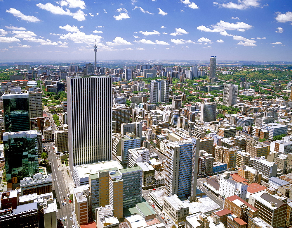 A view of Johannesburg CBD and the northern suburbs as seen from the top floor of the Carlton Centre, Johannesburg, South Africa, Africa